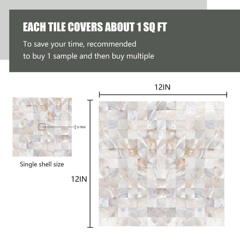 KASARO Peel and Stick Backsplash Shell Tiles, Mother of Pearl Mosaic Self Adhesive Tiles for Kitchen Wall Bathroom Bedroom Decor, Natural, 10-Sheet - Image 4